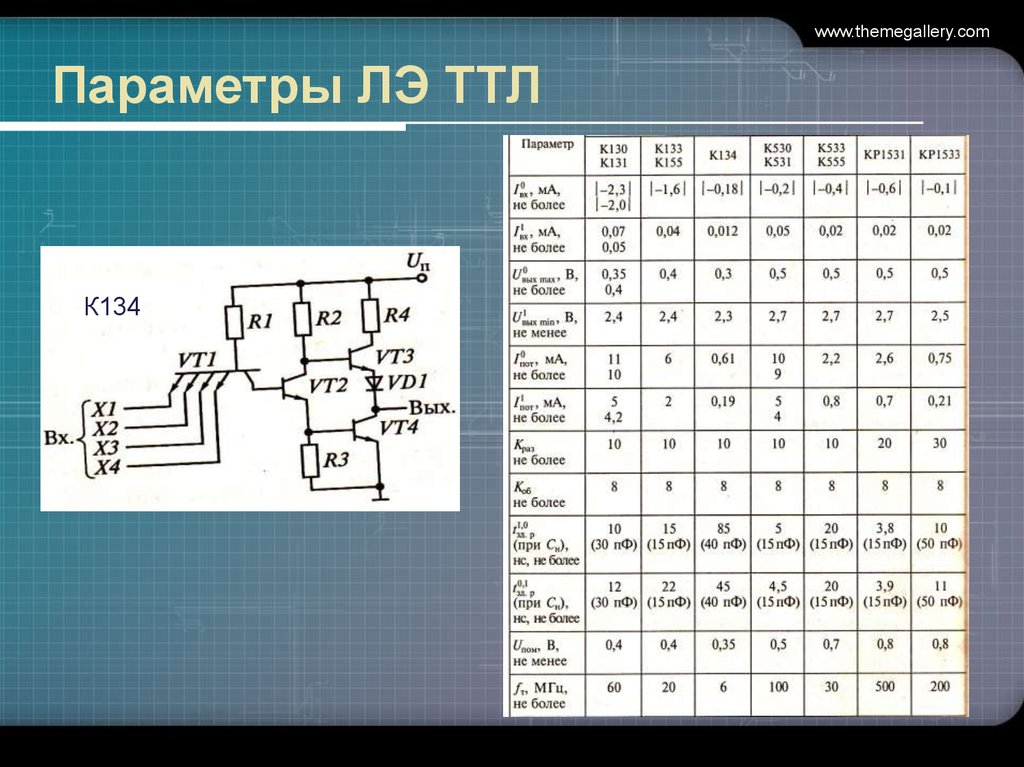 Сравнение схем логических элементов ттл и кмоп