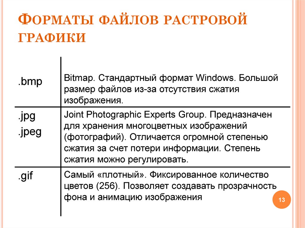 Растровые форматы графических изображений