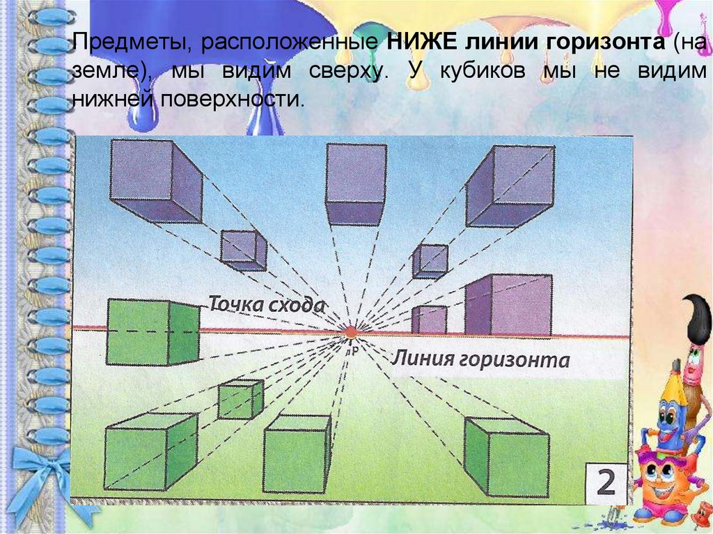 При создании картины художник использовал прием высокой линии горизонта что создает иллюзию