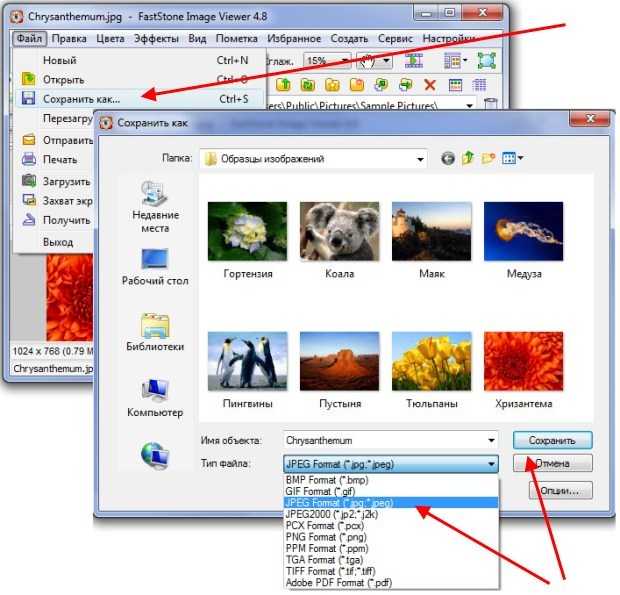 Как сохранить картинку в формате jpg