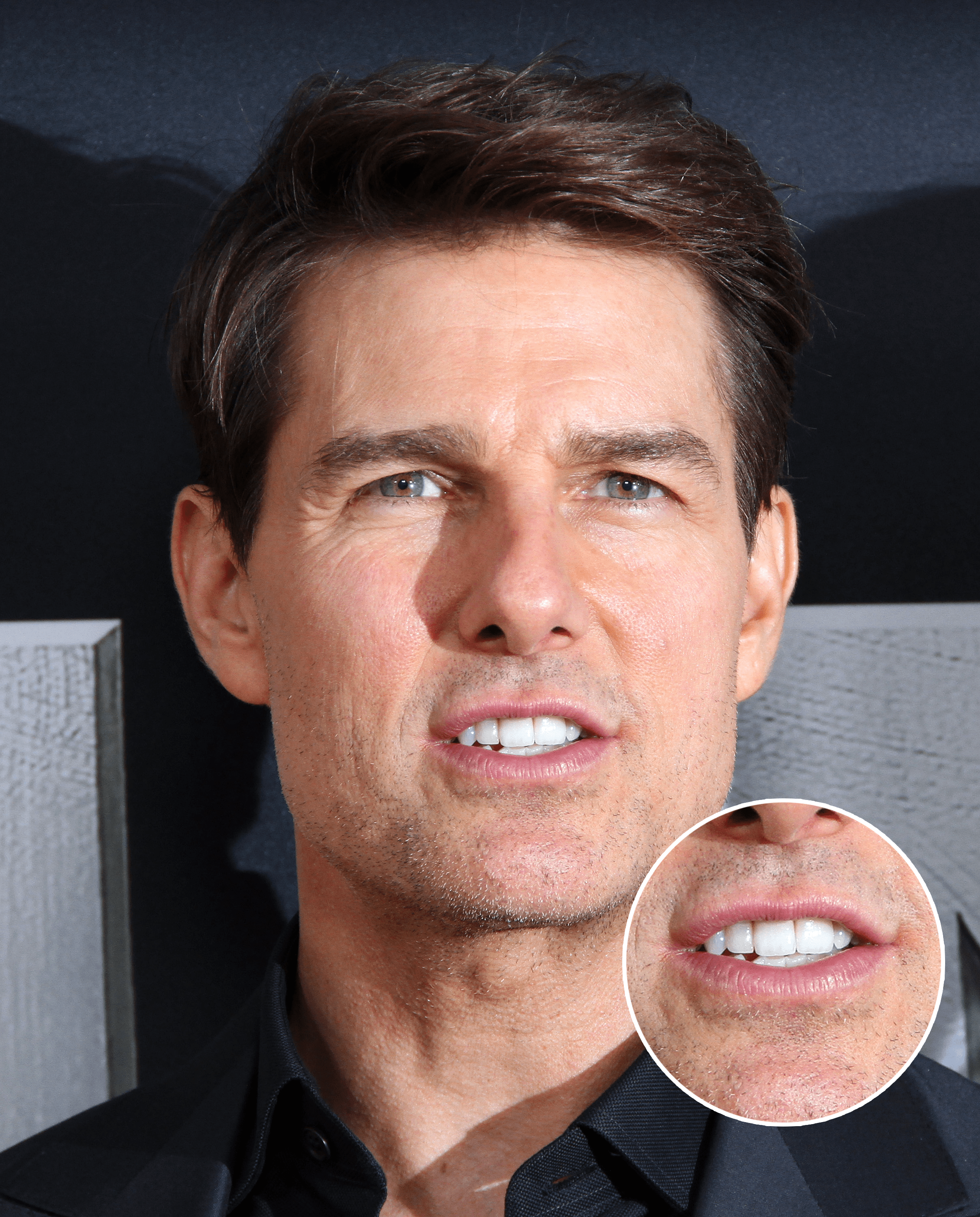 Самая сильная челюсть. Tom Cruise Teeth. Том Круз в 40. Том Круз симметрия. Кривая улыбка Тома Круза.