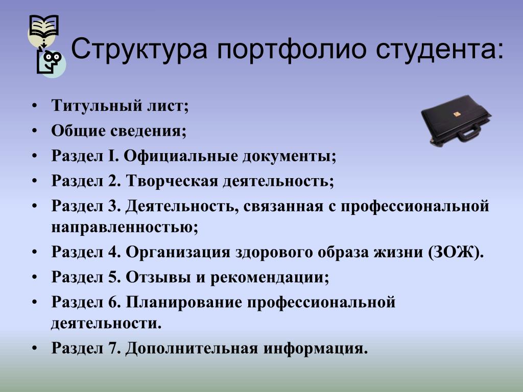 Как составить портфолио для поступления в колледж образец