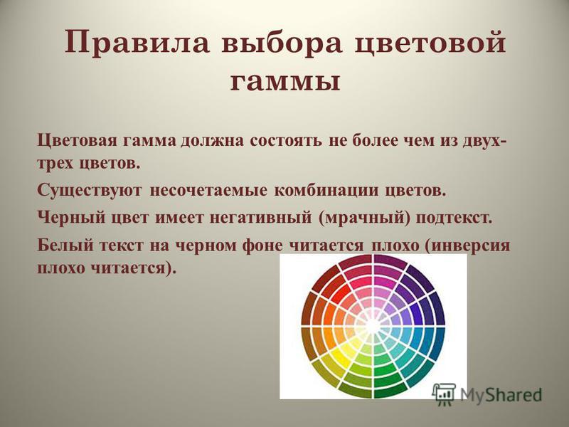 Сочетание цветов в презентации powerpoint