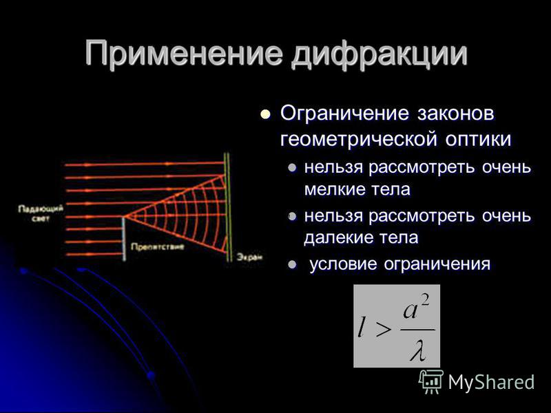 Волновая оптика дифракция. Применение дифракции. Дифракция света применяется. Дифракция света в технике. Основные закономерности дифракции.