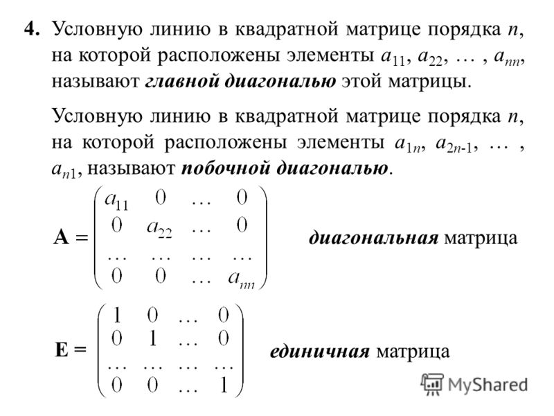 Какие матрицы диагональные. Единичная матрица порядка n. Порядок квадратной матрицы. Квадратные матрицы одного порядка. Каноническая форма матрицы.