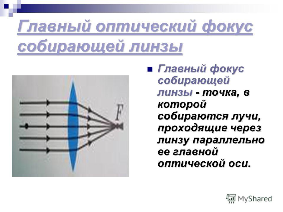 Главная оптическая ось собирающей линзы