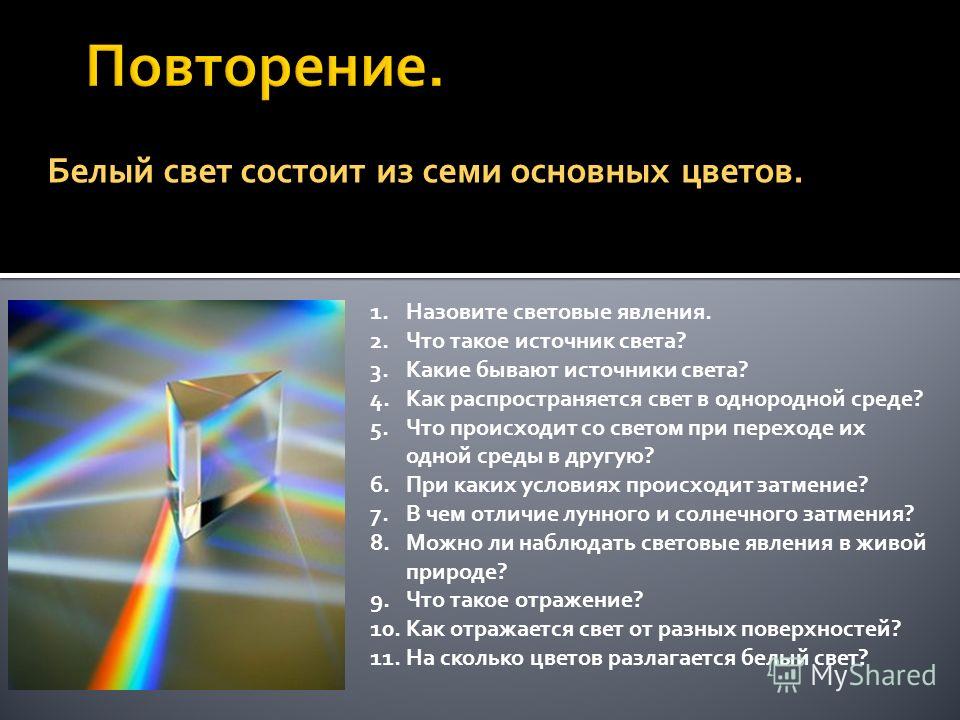 Тема урока свет. Белый свет состоит. Источник белого света. Свет состоит из. Свет физическое явление.