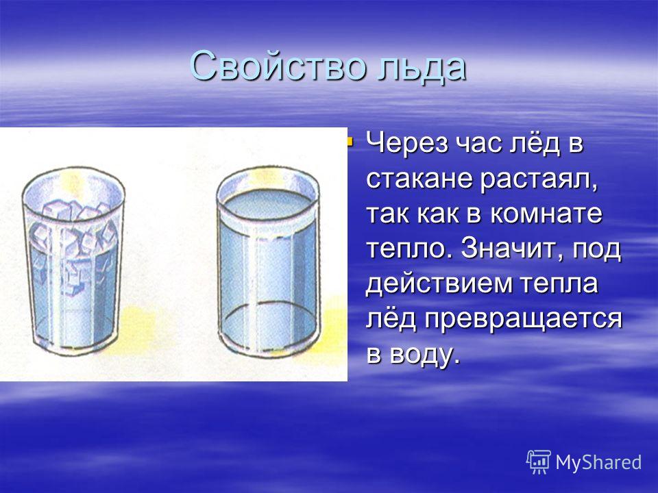 Определи какой процесс произойдет со льдом через некоторое время на картинке