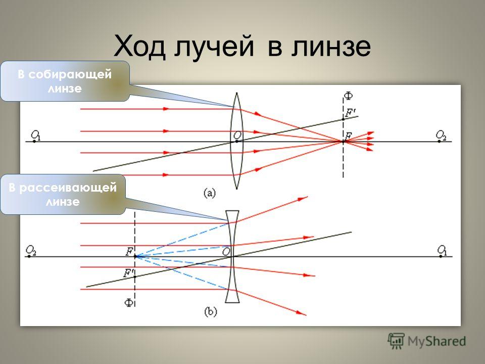 Ход лучей в собирающей линзе рисунок