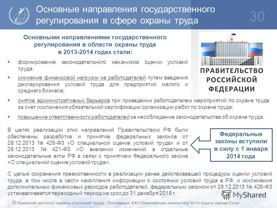 Направление правительства. Государственное регулирование в сфере охраны труда. Направление государственного регулирования охраны труда. Основные федеральные законы в области охраны труда. Правовое регулирование в сфере охраны труда.