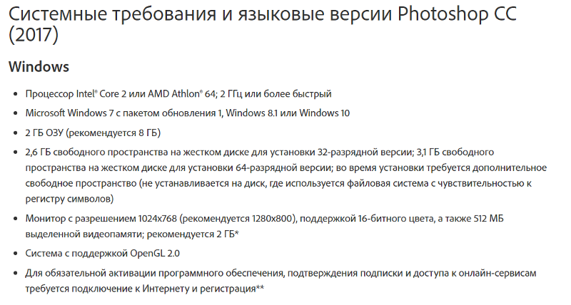 Adobe photoshop системные требования. Фотошоп системные требования. Минимальные требования для Photoshop.
