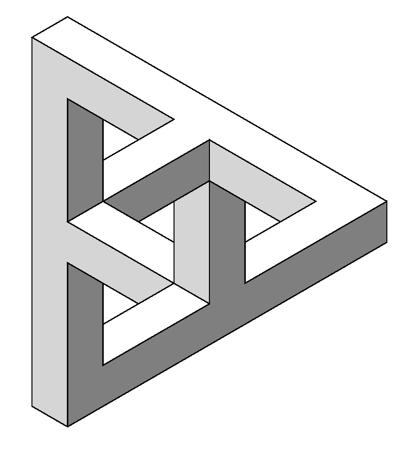 Головоломка сложности. Треугольник Пенроуза Эшер. Роджер Пенроуз Трибар. Трибар (треугольник Пенроуза). Невозможный треугольник Пенроуза.