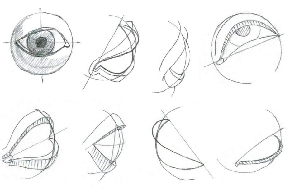 Глаза в разных ракурсах как рисовать