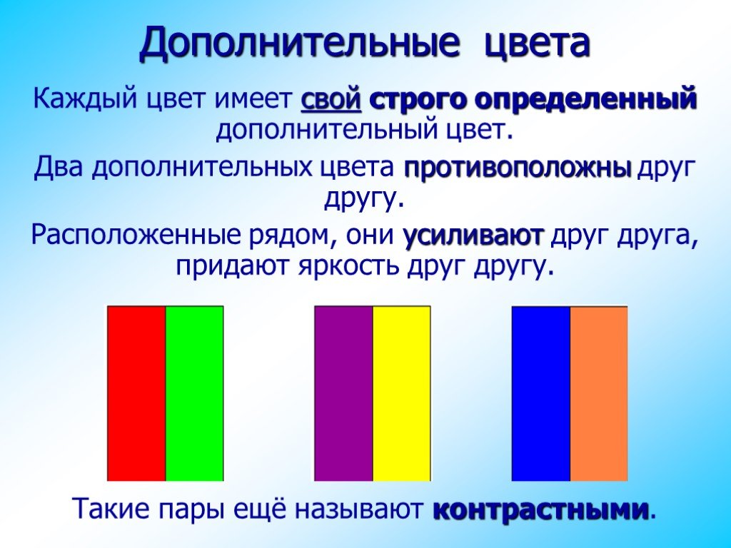 Какой цвет имеет. Дополнительные цвета. Дополнитекльны ЕЦВЕТА. Дополнительные и контрастные цвета. Пары дополнительных цветов.