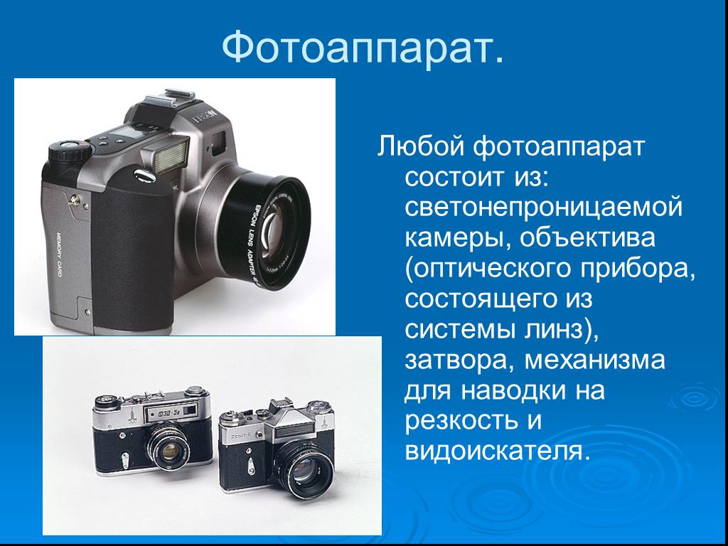 Фотоаппарат характер изображения