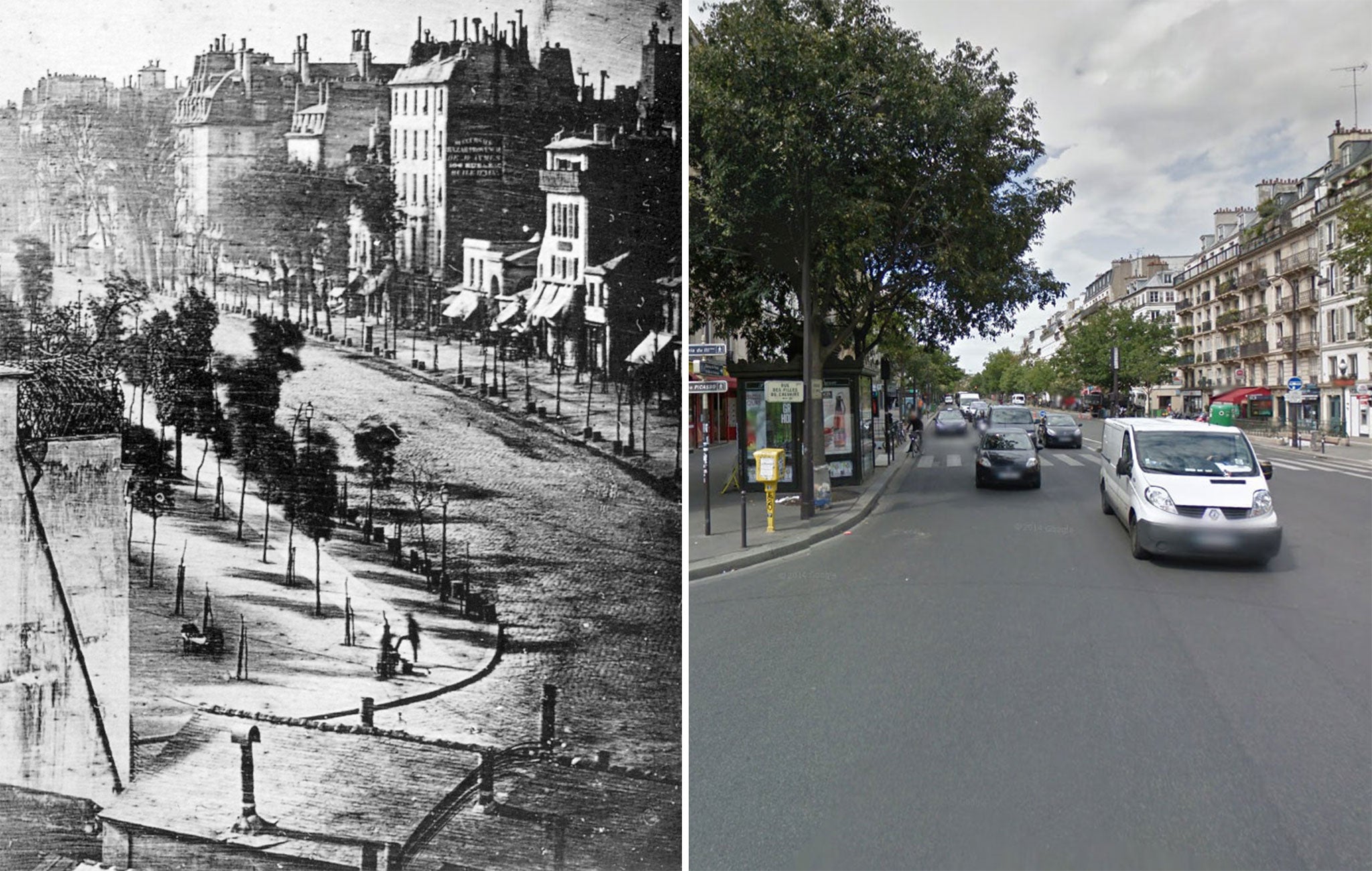 Когда был сделан первый снимок. Бульвар дю Тампль в Париже, Луи Дагер, 1839. Первая фотография. Первое фото. Первая фотография в мире.