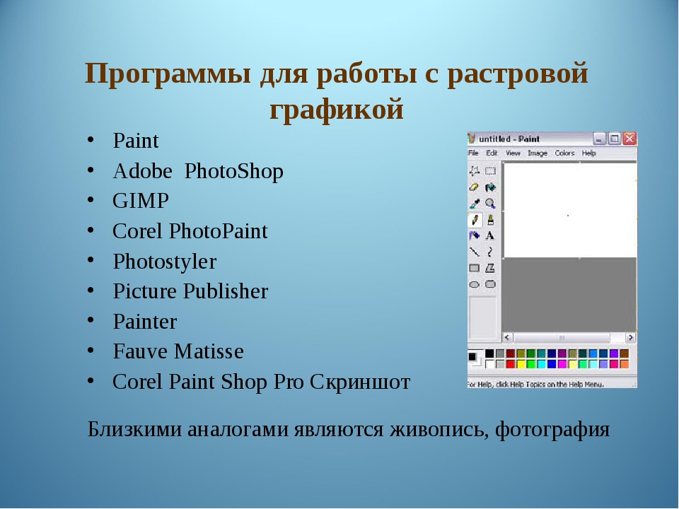 Выберите графические редакторы. Программы растровой графики. Растровые графические приложения.