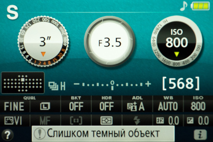 Параметры съемки, отображаемые на экране фотокамеры Nikon D5300