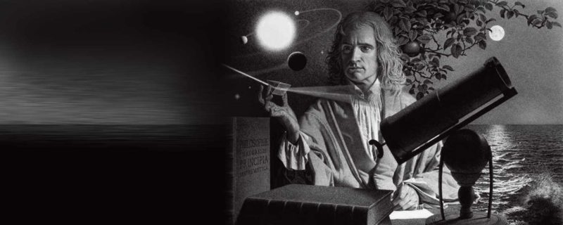 Исаак Ньютон изучает астрономию