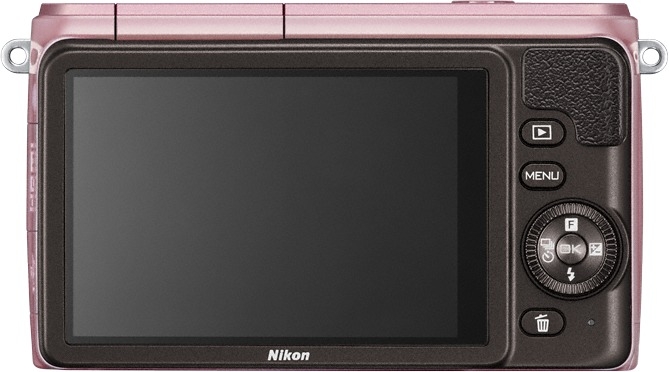 Nikon 1 S1 вид сзади розовый цвет