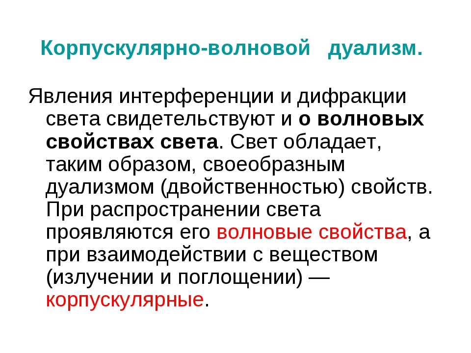 Корпускулярно волновой дуализм волновые свойства частиц