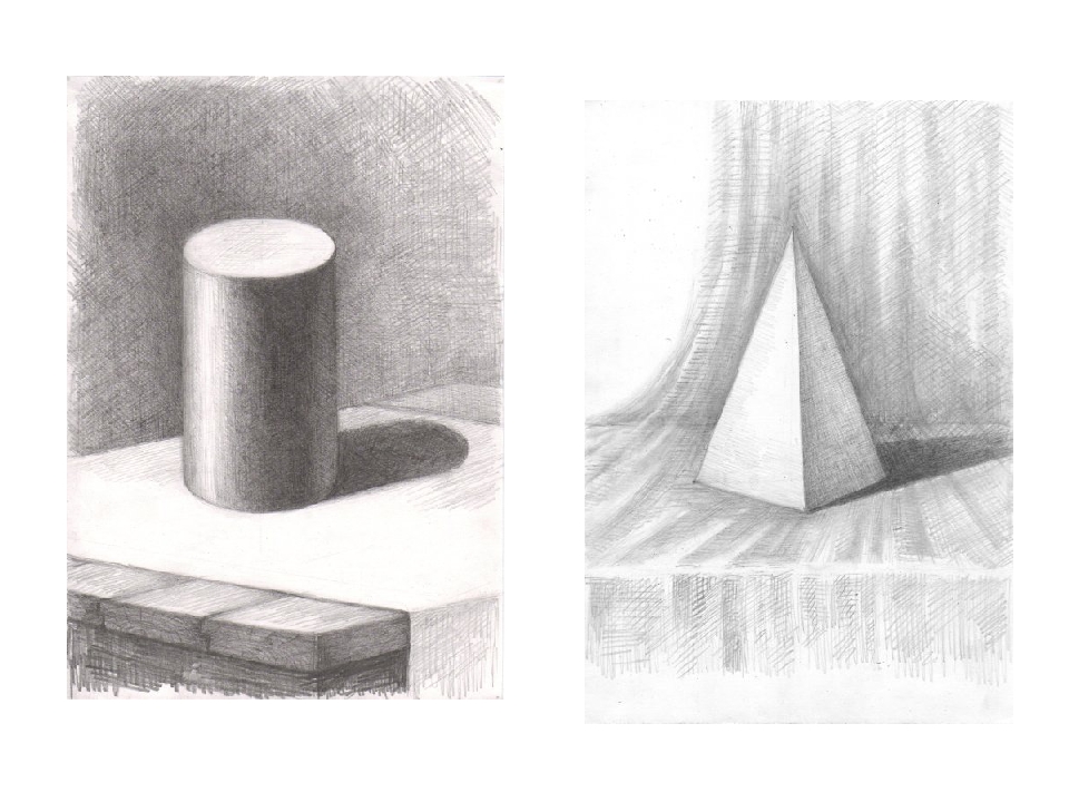 Цилиндр в объеме рисунок. Светотень на геометрических телах. Геометрические фигуры Светотень. Светотень на фигурах карандашом. Освещение геометрических фигур.