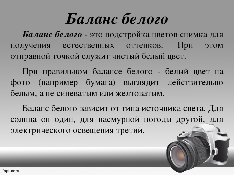 Что такое баланс белого в фотографии