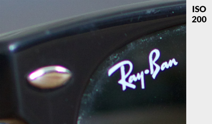 A close up image of ran ban sunglasses taken with 200 ISO