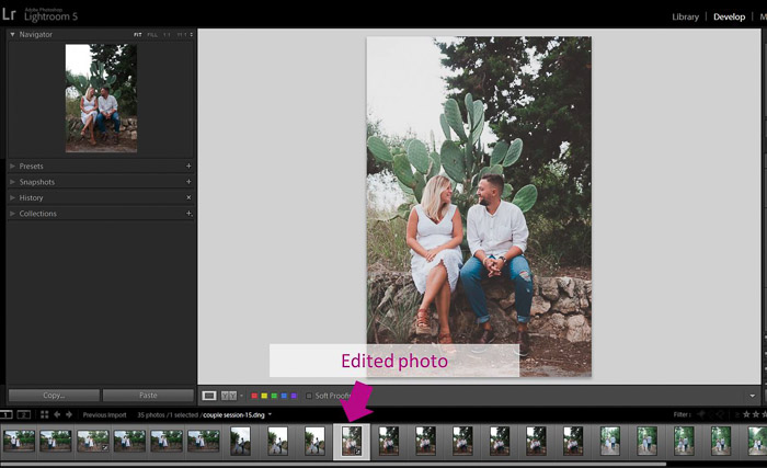 A screenshot showing how to use the Synchronisation Option to batch edit in Lightroom 