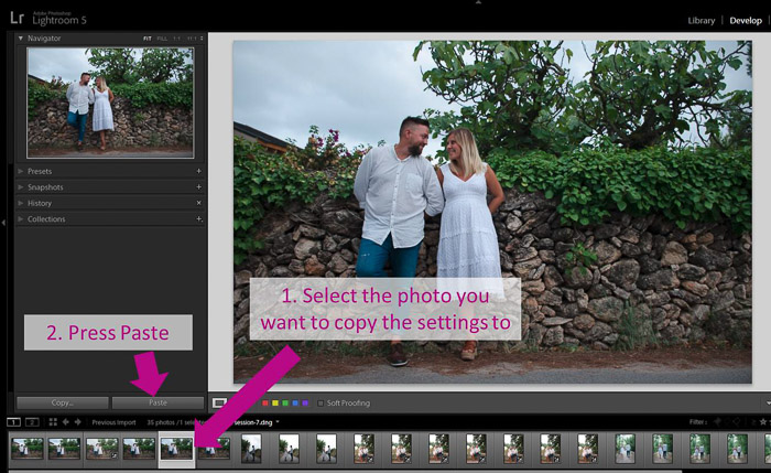 A screenshot showing how to batch edit in lightroom 