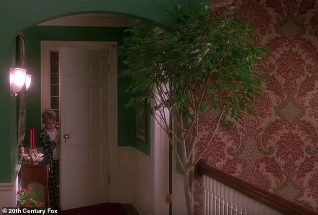 Festive decor: In one photo from the film, Kevin McCallister (Macaulay Culkin) can be seen leaving the bedroom in the attic