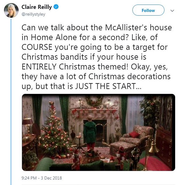 They were asking for it! Claire Reilly, a news writer based in Sydney, Australia, took to Twitter on Monday to rant about the red and green decor in the home featured in the beloved movie