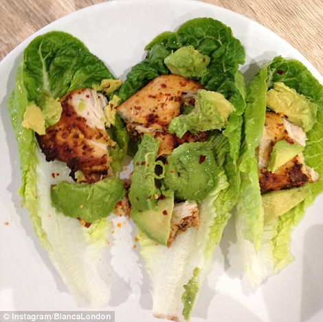 The lettuce leaves and avocado in the unlightened picture