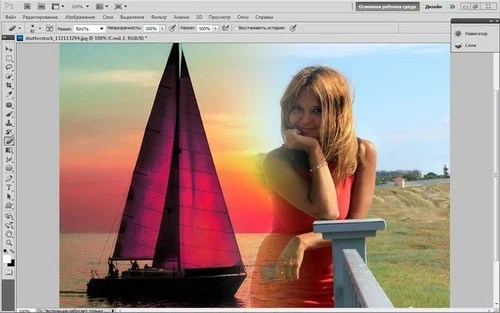 Слияние двух картинок в фотошопе