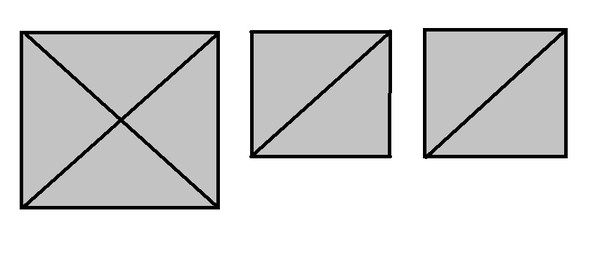 Разрежь квадраты на части как показано на рисунке из двух больших треугольников составь два разных