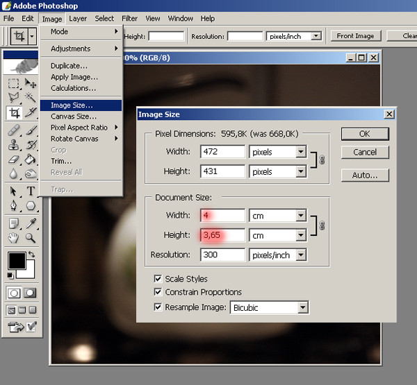 Задать размер картинки в фотошопе