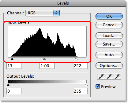 Re-opening the Levels adjustment layer dialog box. Image © 2009 Photoshop Essentials.com.
