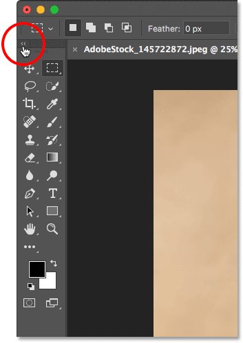 Switching between a single and double-column layout for the Toolbar in Photoshop.