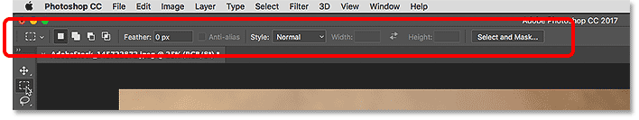 The Options Bar in the Photoshop interface.