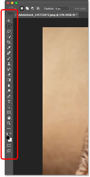 The Toolbar along the left of the interface in Photoshop.