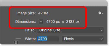 The Image Size dialog box in Photoshop CC