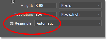 The Resample option in Photoshop