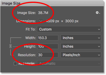 Lowering the print resolution in the Image Size dialog box has no effect on the image file size