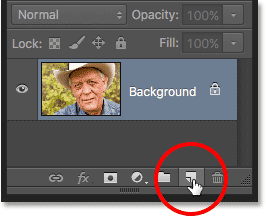 Clicking the New Layer icon in the Layers panel. Image © 2016 Photoshop Essentials.com