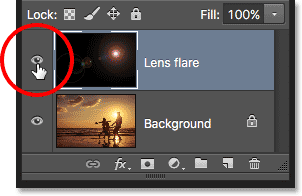 The layer visibility icon for Layer 1 in Photoshop. 