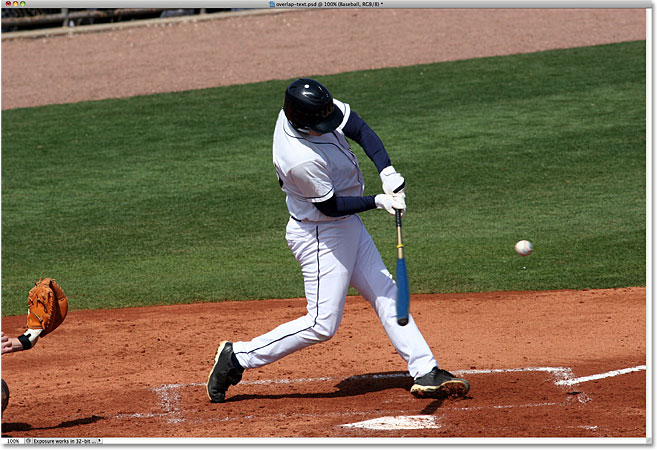 A photo of a baseball player at bat. Image licensed from iStockphoto by Photoshop Essentials.com.