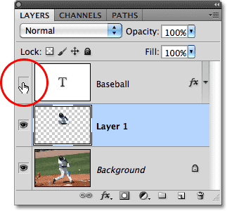 Turning the text layer back on in the Layers panel in Photoshop.
