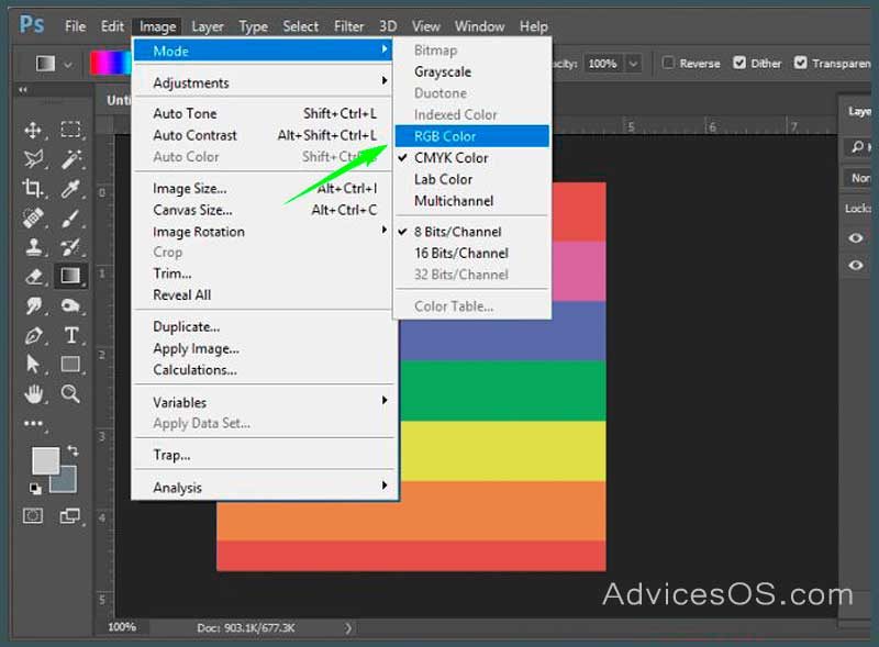Как в фотошопе картинку перевести в rgb в фотошопе