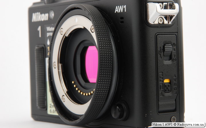Nikon 1 AW1 с кольцом для установки обычных объективов Nikon 1 Nikkor