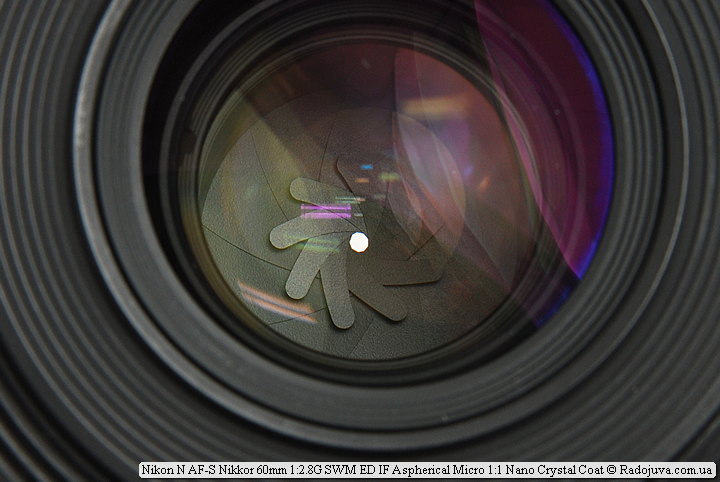 Лепестки диафрагмы Nikon N AF-S Nikkor 60mm 1:2.8G SWM ED IF Aspherical Micro 1:1 Nano Crystal Coat